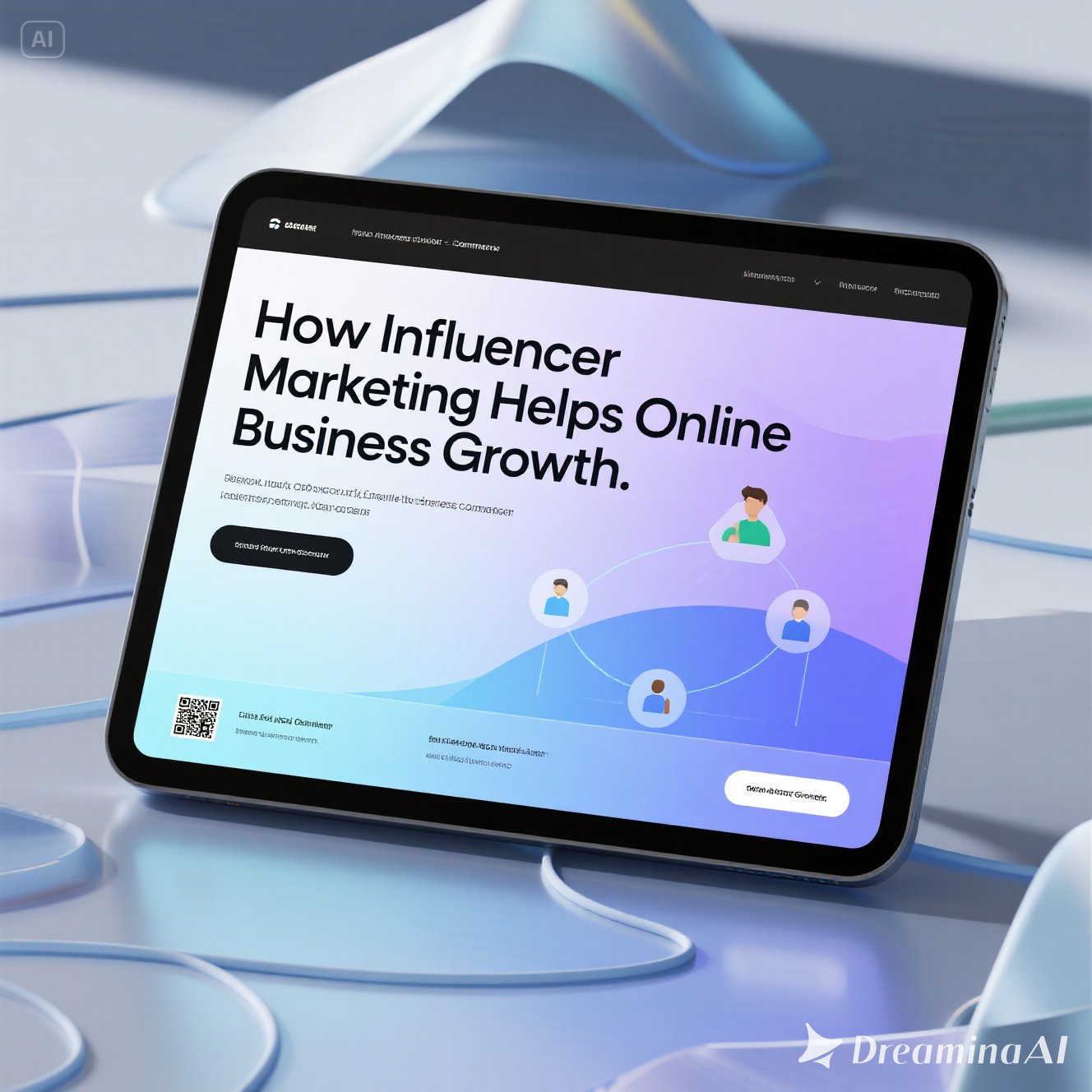 Ilustrasi influencer mempromosikan produk untuk pertumbuhan bisnis online.