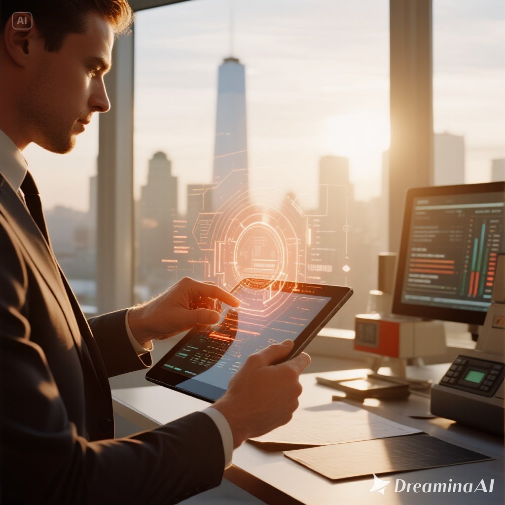 Ilustrasi digital supply chain dengan teknologi AI, IoT, dan blockchain dalam logistik modern.