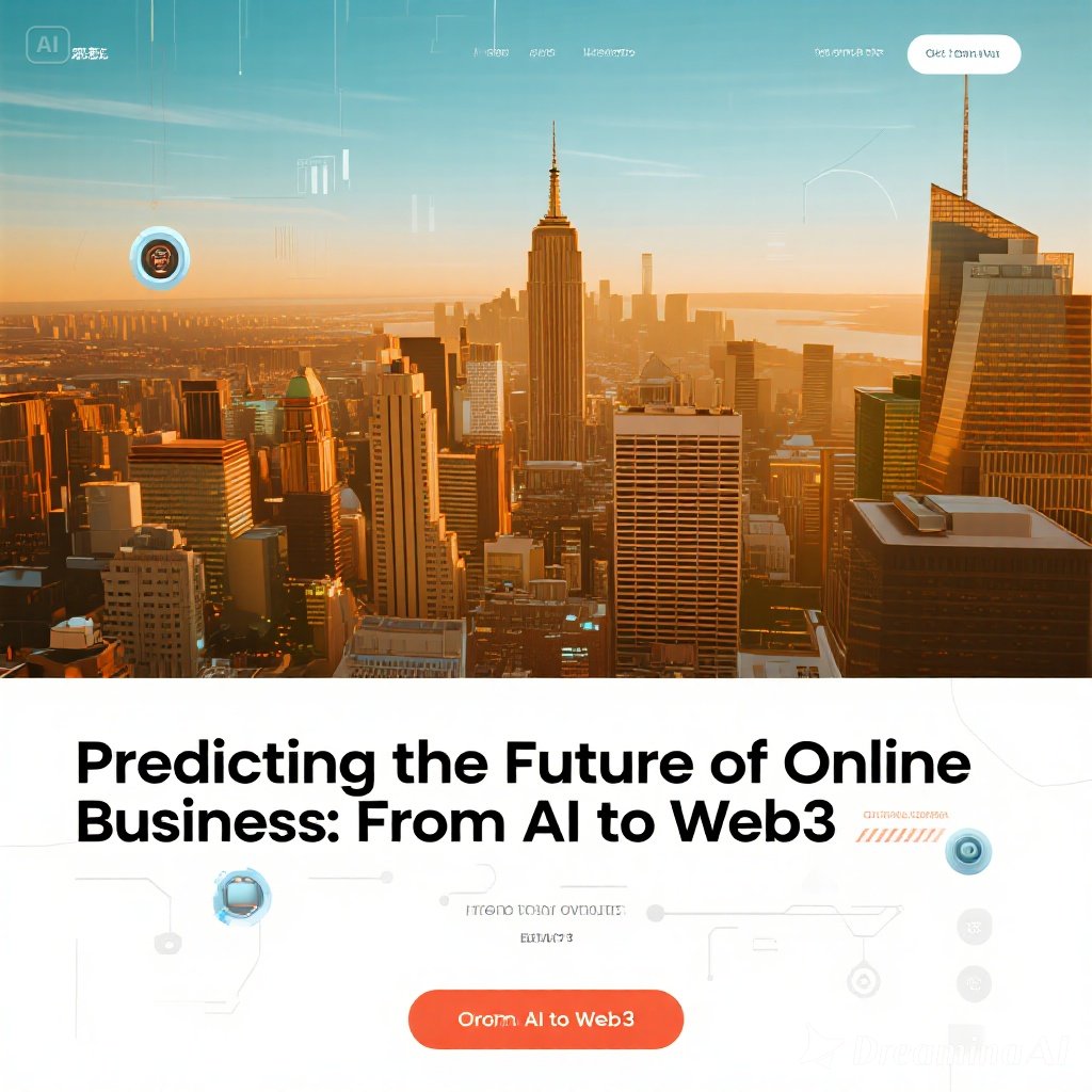 Ilustrasi AI dan Web3 yang merepresentasikan masa depan bisnis online.